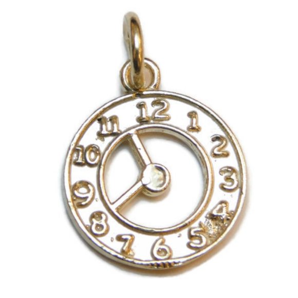 Clock #5 Pendant 14k Yellow Gold!!
